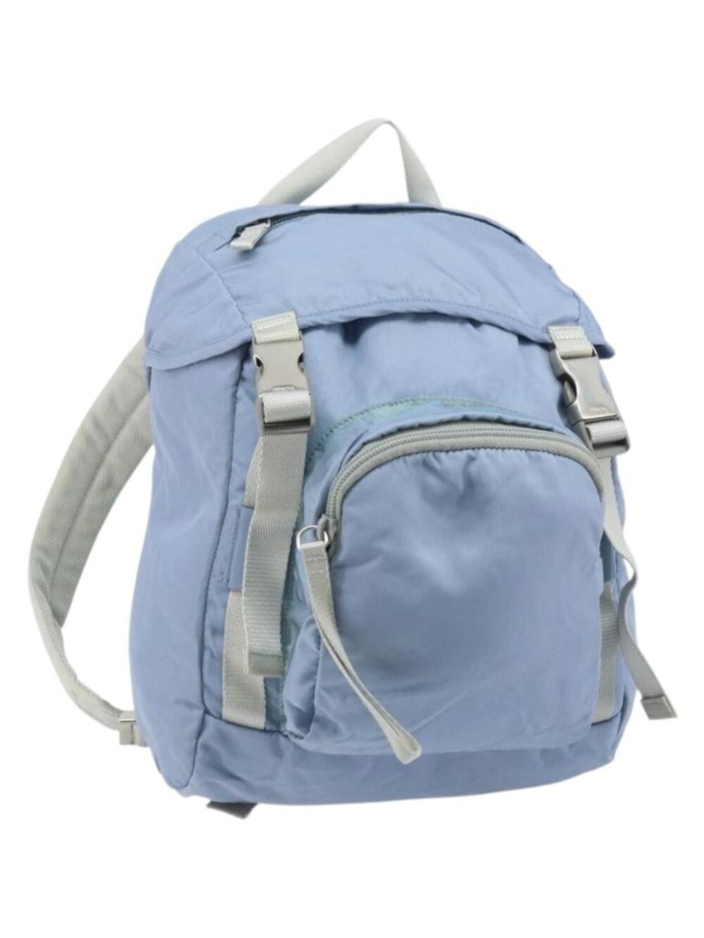 PRADA Backpack Nylon Light Blue Silver